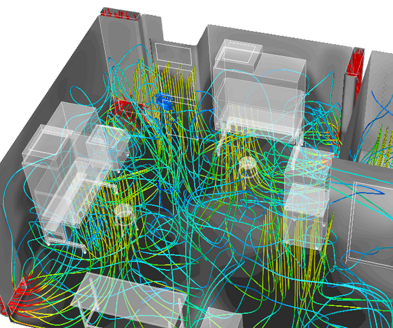 CFD Streamlines Camera Bianca | Cleanroom CFD Streamlines Flusso Camera Bianca | Cleanroom Streamline Flow