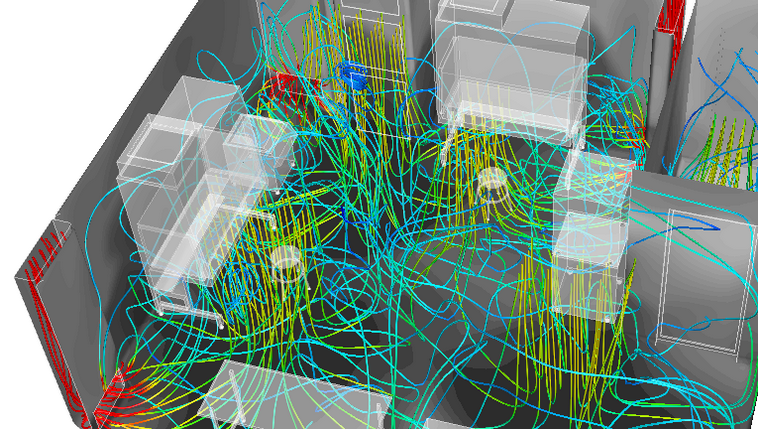 Analisi CFD - Scenario di una Camera Bianca | Cleanroom | Streamlines